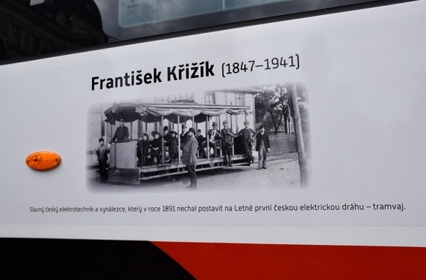 10.7. 2017 byla pojmenována další tramvaj 15T, a to po známém českém vynálezci a elektrotechnikovi Františku Křižíkovi (foto: DPP)