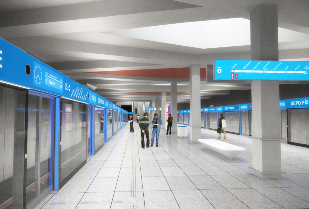 Vizualizace stanice metra na trase D pro bezobslužné metro (obrázek: časopis Stavebnictví)