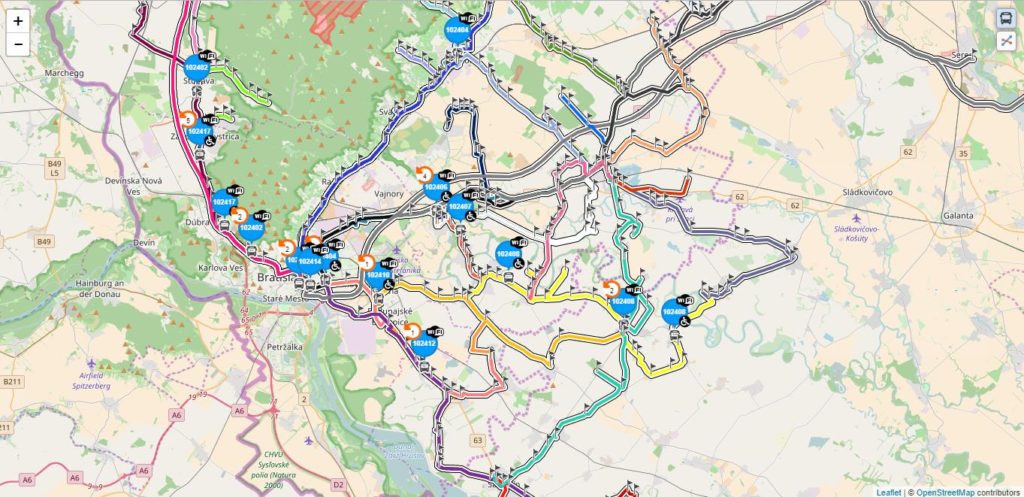 1 TransFleet – trasy liniek na mape